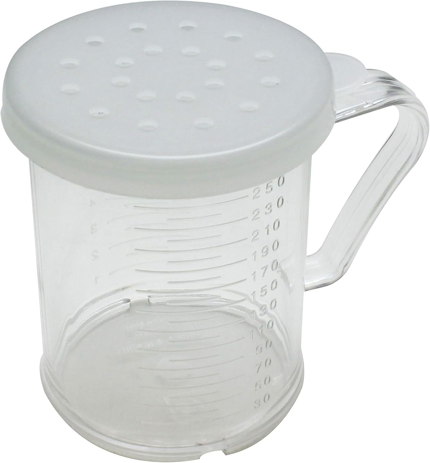 10 oz Polycarbonate Dredger with Handle 3 Snap-On Polycarbonate lids Set of 12- Dredge Shaker Spice Shaker