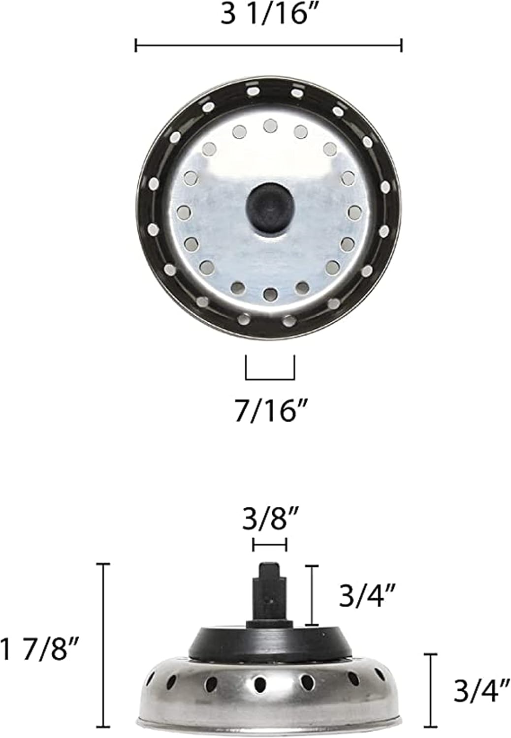 3-1/2” Stainless Steel Sink Strainer with Stopper - Kitchen Strainer Kitchen Sink Drain Strainer Hair Catcher for Bathroom Sink Utility Slop Laundry