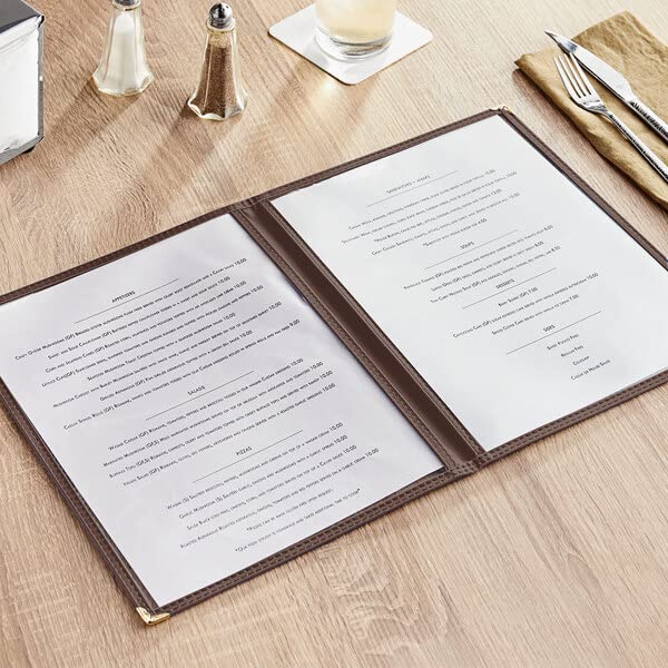 8-1/2” x 11” Double Fold Restaurant Menu Covers 2 Page 4 View Set of 10- Crystal Clear Menu Covers Fits A4 Size Paper Menu Sleeve Folder Menu Book Holders for Bar Cafe Restaurant