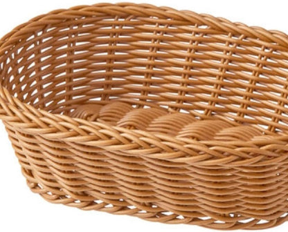 11" x 7" x 3-1/2" Plastic Oval Hand-Woven Bread Basket- Woven Food Serving Basket for Fruit Bread Serving Basket Decorative Basket Perfect for Cafe Home and Restaurants