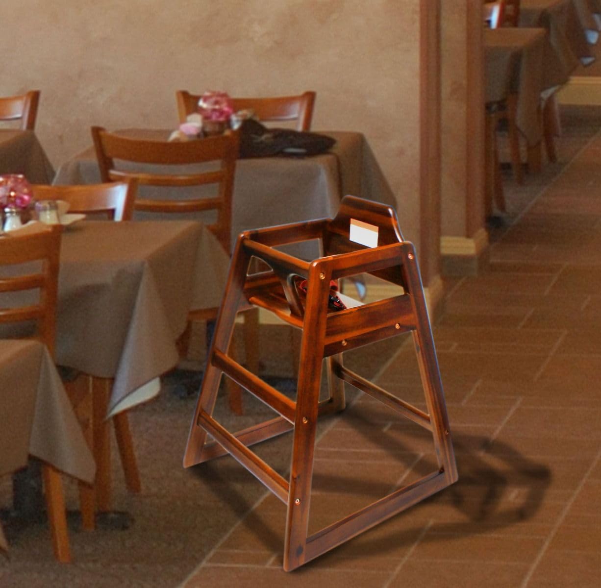 Wood Children High Chair with Safety Belt Wood Finished- Knock-Down Package Commercial Grade Children High Stool Dining Chair for Restaurant & Home Use