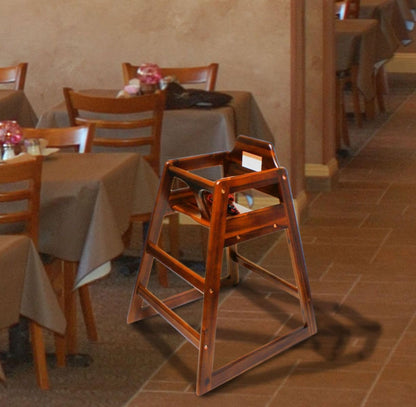 Wood Children High Chair with Safety Belt Wood Finished- Knock-Down Package Commercial Grade Children High Stool Dining Chair for Restaurant & Home Use
