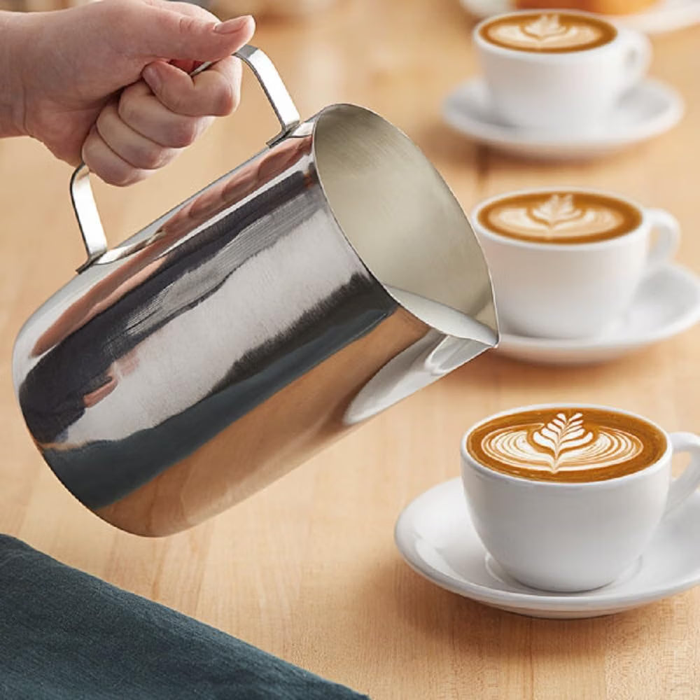 Stainless Steel Frothing Milk Pitcher- Espresso Steaming Pitcher Coffee Bar Espresso Machine Accessories Cappuccino Barista Tool Milk Jug Steamer Frother Cup