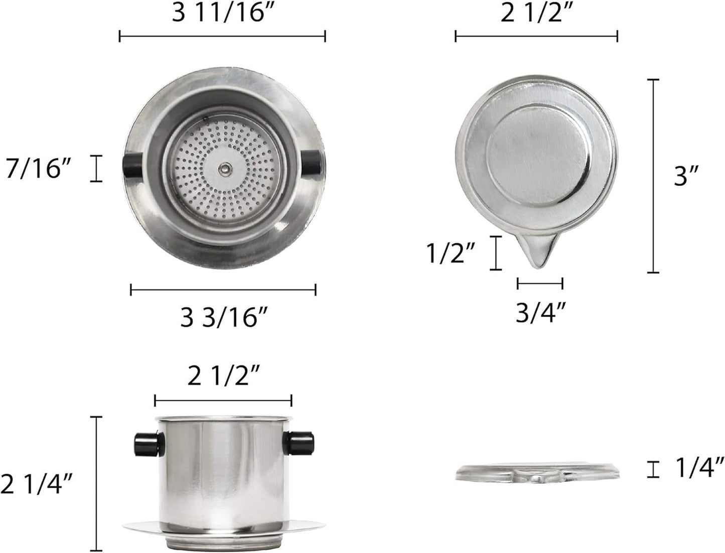 Stainless Steel Single Cup Coffee Brewer Infuser Filter- Vietnamese Coffee Maker Coffee Dripper Coffee Maker Home Kitchen Restaurants