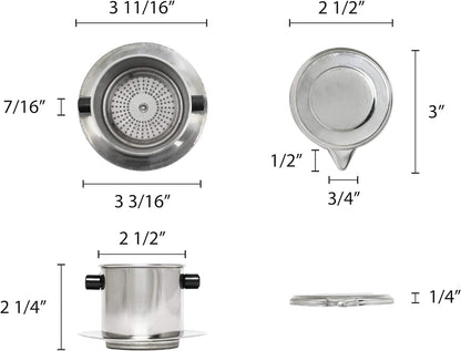 Stainless Steel Single Cup Coffee Brewer Infuser Filter- Vietnamese Coffee Maker Coffee Dripper Coffee Maker Home Kitchen Restaurants