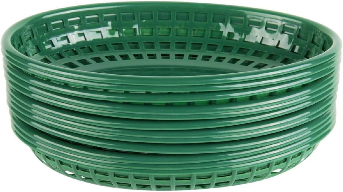 Fast Food Basket Plastic Set of 12- Fry Fast Food Reusable Foodservice Restaurant Diner Tray Plates Restaurant Deli Serving Chicken Burgers Sandwiches & Fries