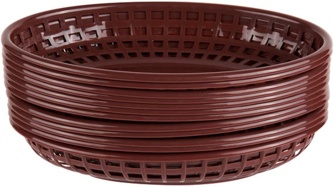 Fast Food Basket Plastic Set of 12- Fry Fast Food Reusable Foodservice Restaurant Diner Tray Plates Restaurant Deli Serving Chicken Burgers Sandwiches & Fries