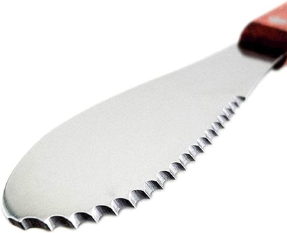 7” Stainless Steel Straight Edge Wide Butter Spreader with Wood Handle Set of 4 - Sandwich Cream Cheese Condiment Knives