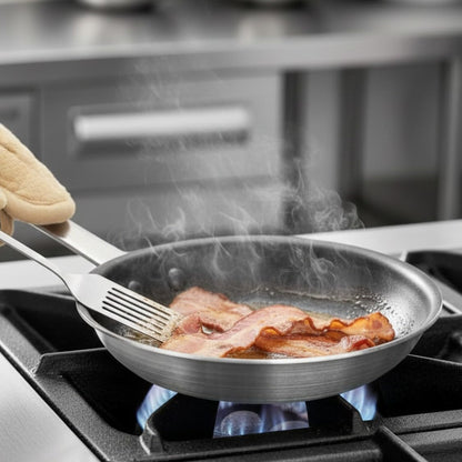 Nonstick Frying Pan Aluminum Skillet with Plated Iron Riveted Handle - Mirror-Finish Skillet Cookware Egg Pan Omelet Pans Professional Cooking Pan Chefs Pan Dishwasher Safe