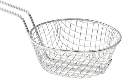 Round Mesh Culinary Basket Nickel Plated with 9-1/8" Handle Length- Kitchen Frying Basket Food Strainer Skimmer Strainer Basket for Cooking Home Kitchen Restaurants