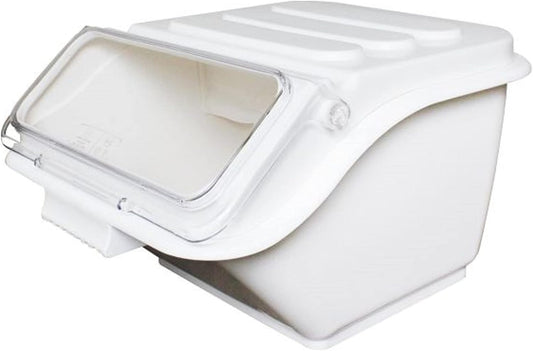 (40 Cups) Shelf Ingredient Bin White with Clear Flip Top Lid & Measuring Scoop- Stackable Plastic Kitchen Pantry Storage Bin for Dry Food Flour Sugar Kitchen Restaurant