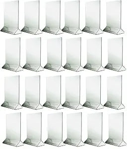 4” x 6” Acrylic Menu Sign Photo Table Holders Clear- Upright Table Desk Displays Double Sided Table Menu Stands Picture Frames for Wedding Table Numbers Restaurant Signs