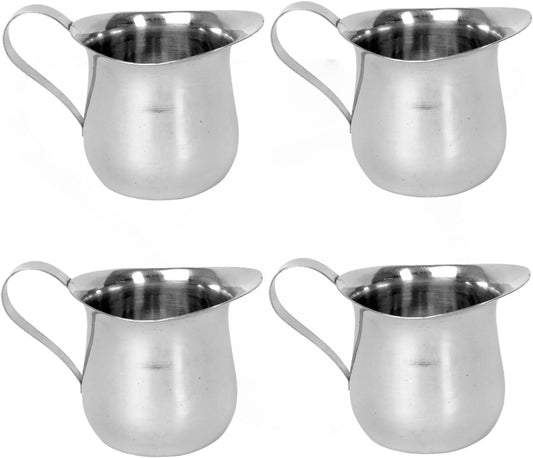 Stainless Steel Bell Creamer Set of 4- Mini Cup Container for Serving Milk Coffee Cream Salad Dressing Maple Syrup Espresso for Restaurant Cafes Home Used