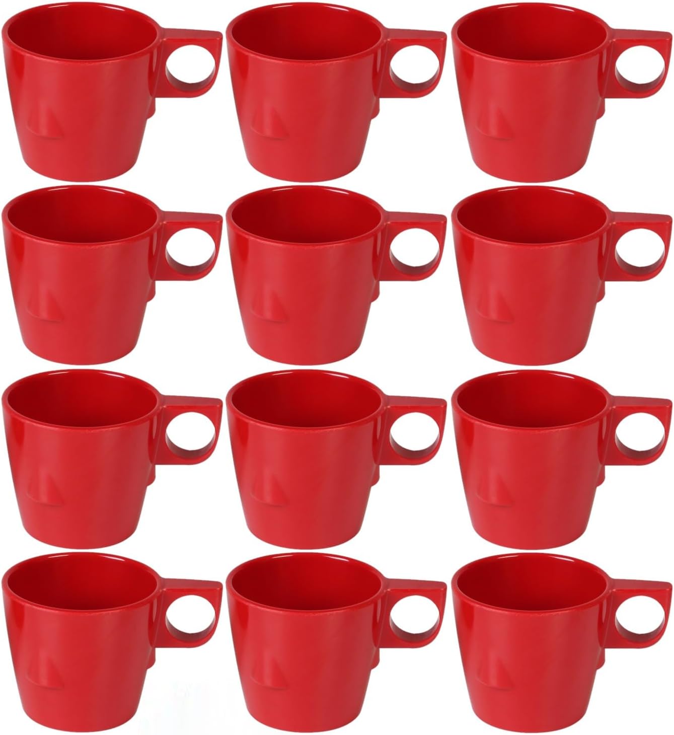 7 oz Stacking Cup Melamine Set of 12- Dishwasher Safe Break-Resistant Coffee Cup Set Reusable Plastic Cup for Latte Cappuccino Cocoa Hot Tea Mocha Home Cafe Restaurants