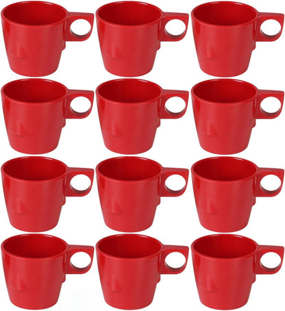 7 oz Stacking Cup Melamine Set of 12- Dishwasher Safe Break-Resistant Coffee Cup Set Reusable Plastic Cup for Latte Cappuccino Cocoa Hot Tea Mocha Home Cafe Restaurants