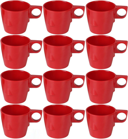 7 oz Stacking Cup Melamine Set of 12- Dishwasher Safe Break-Resistant Coffee Cup Set Reusable Plastic Cup for Latte Cappuccino Cocoa Hot Tea Mocha Home Cafe Restaurants