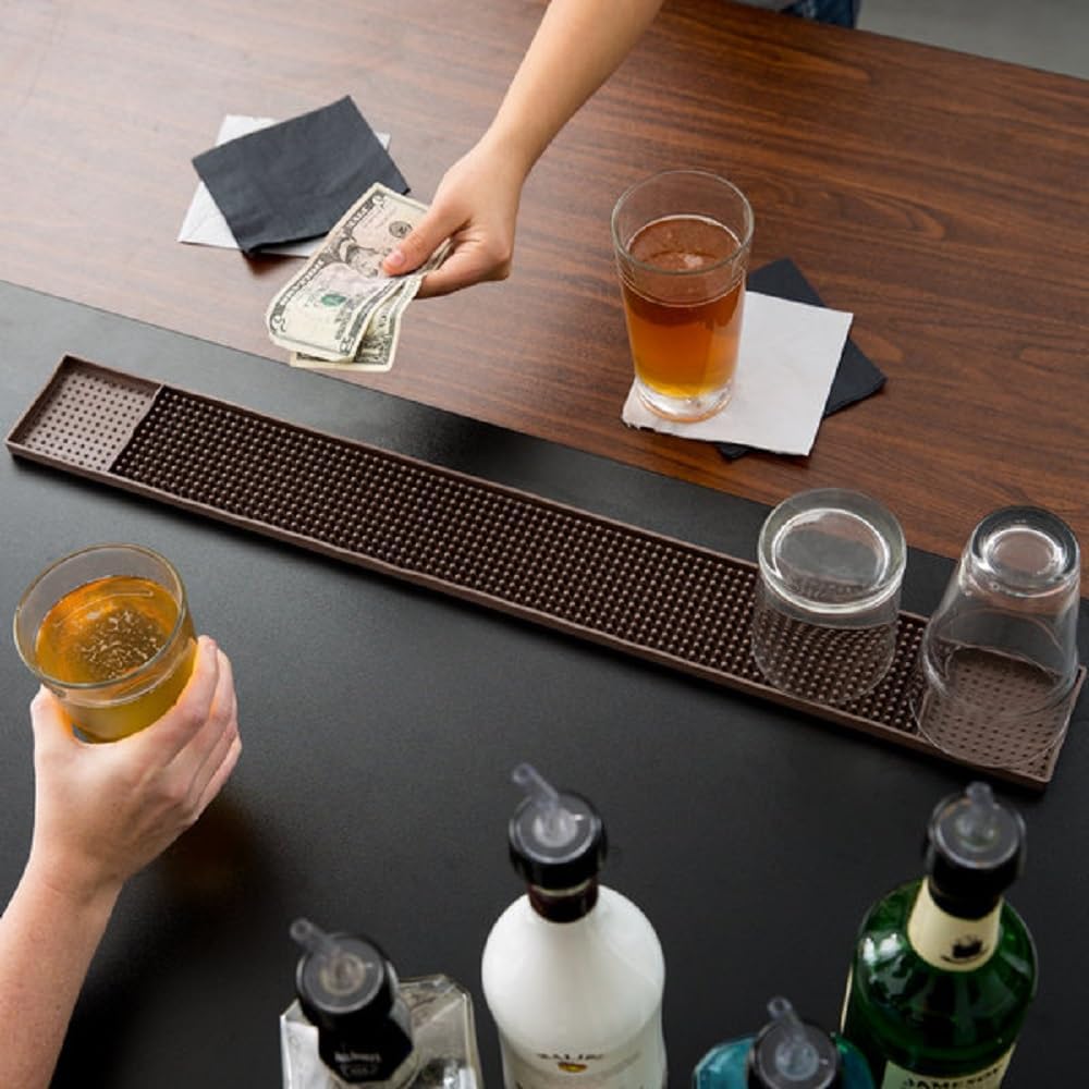 27" x 3-1/4" Long Rubber Bar Service No-Slip Mat- Bar Service Mat Service Mat Drying Bar Spill Mat for Counter Top Cafe Bar Kitchen Hotel Cocktail Perfect for Bars & Restaurants