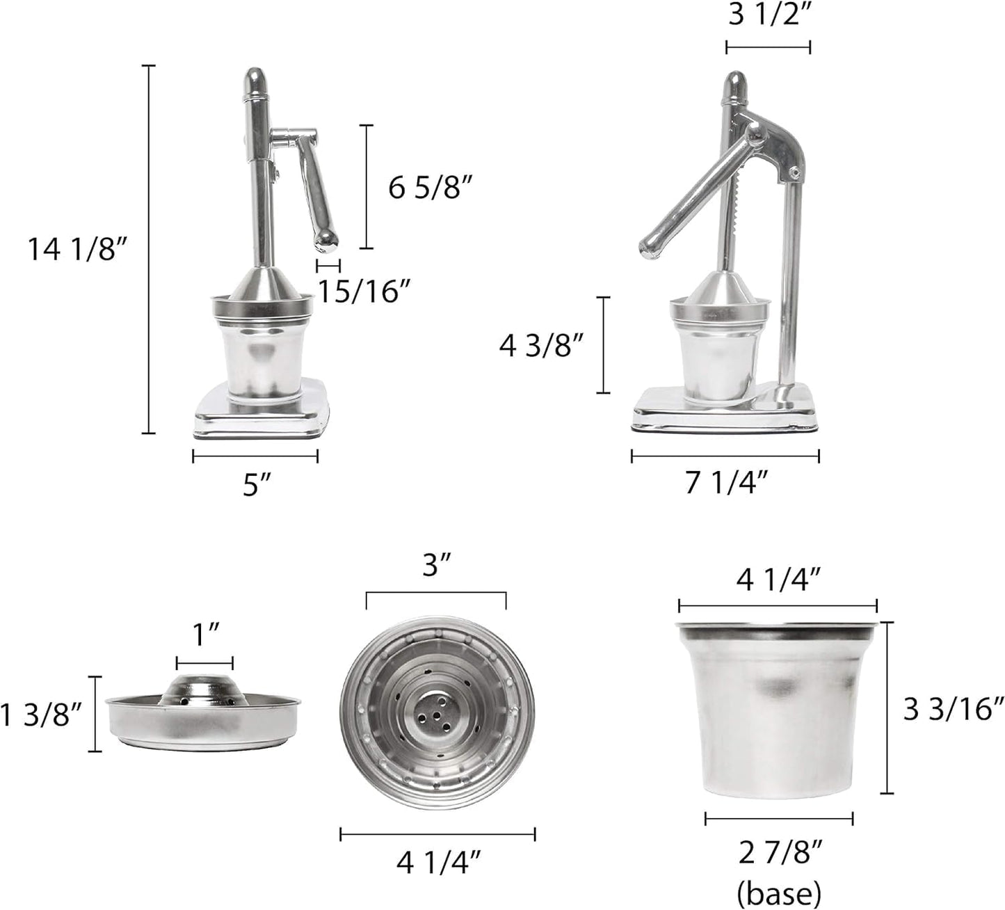 13 3/4" Stainless Steel Manual Fruit Squeezer Juicer Cup Style Citrus Juicer- Easy-to-Clean Heavy-Duty Professional Citrus Juicer Lemon Squeezer Manual Citrus Press & Squeezer Juicer