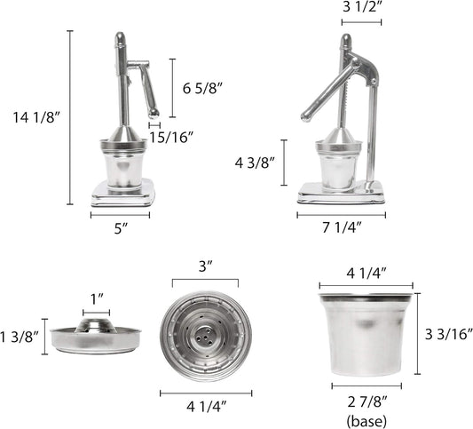 13 3/4" Stainless Steel Manual Fruit Squeezer Juicer Cup Style Citrus Juicer- Easy-to-Clean Heavy-Duty Professional Citrus Juicer Lemon Squeezer Manual Citrus Press & Squeezer Juicer