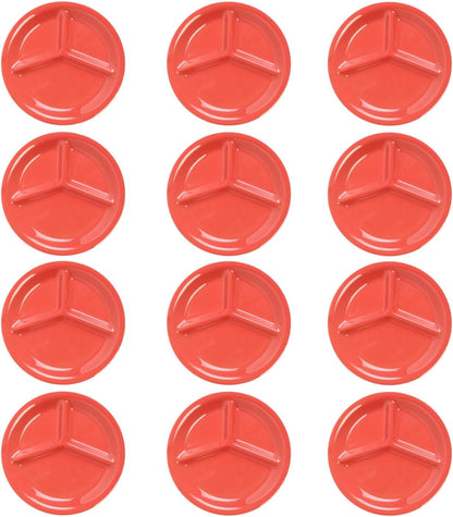 3 Compartment 10 1/4” Divided Plate Melamine Set of 12- Dishwasher Safe Break-Resistant Serving Platter Dinner Plates Portion Plates for Dinner Home Kitchen Restaurants