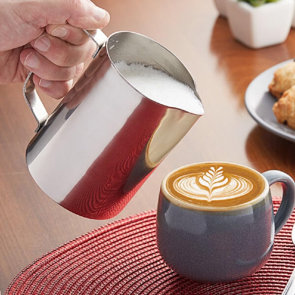 Stainless Steel Frothing Milk Pitcher- Espresso Steaming Pitcher Coffee Bar Espresso Machine Accessories Cappuccino Barista Tool Milk Jug Steamer Frother Cup
