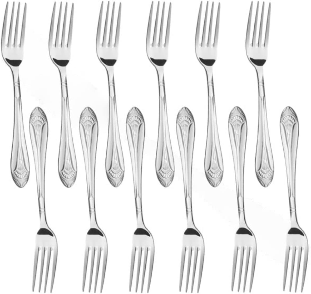 True Silverware Elizabeth Stainless Steel Set of 12- Stainless Steel Silverware Flatwa ...