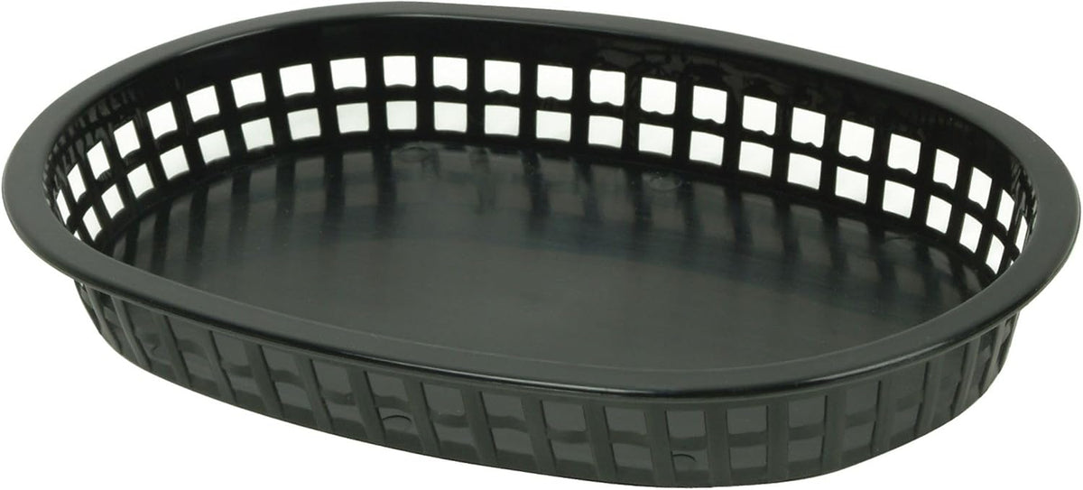 10-3/4" Oblong Fast Food Basket Plastic Set of 12- Fry Fast Food Reusable Foodservice Restaurant Diner Tray Plates Restaurant Deli Serving Chicken Burgers Sandwiches & Fries