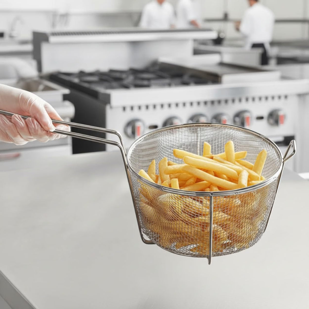 Round Fry Basket Heavy Duty Nickel Plated Iron - Deep Fry Basket Frying Multifunctional Fryer Round Food Strainer for Restaurant Kitchen Frying Chips Fish Sausages