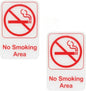 6" x 9" No Smoking Area Sign with Easy Peel Self-Adhesive Red on White Color Set of 2- Waterproof Self Adhesive Store Signs Indoor/Outdoor Warning Marker Home Business Use
