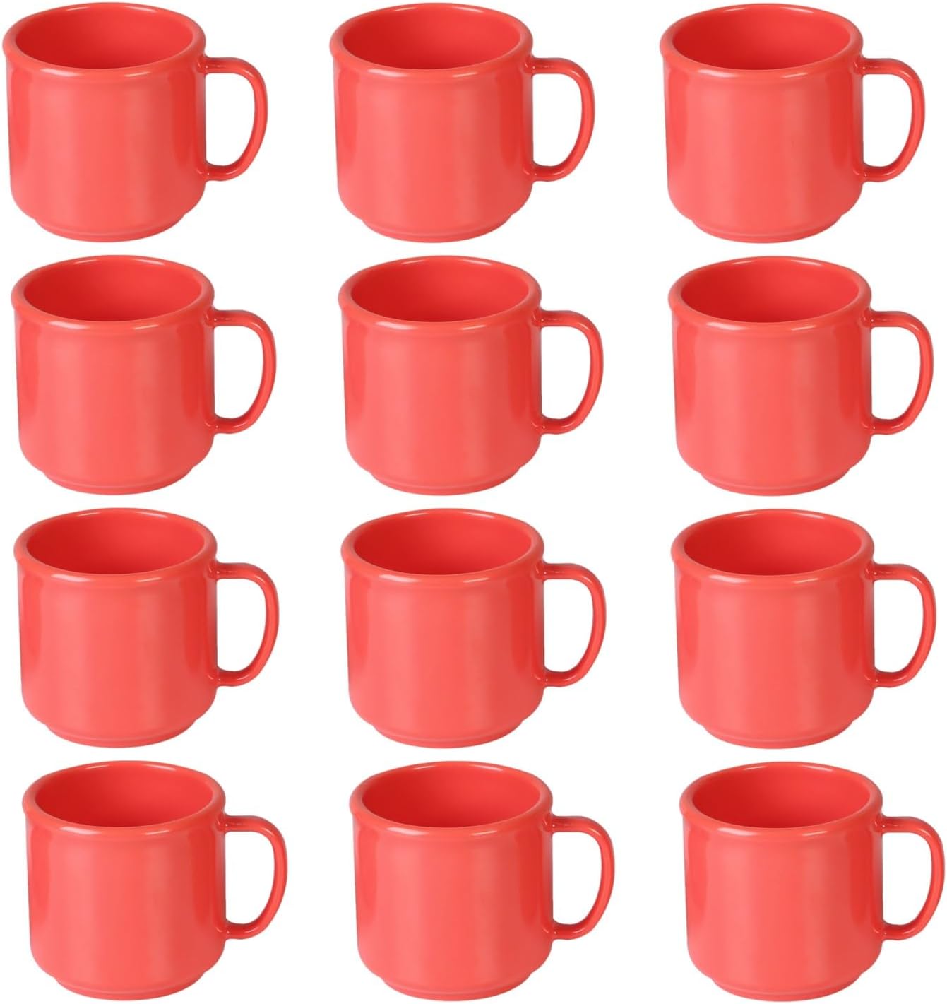 10 oz Mug Melamine Set of 12- Dishwasher Safe Break-Resistant Coffee Cup Set Reusable Plastic Cup for Latte Cappuccino Cocoa Hot Tea Mocha Home Cafe Restaurants