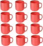 10 oz Mug Melamine Set of 12- Dishwasher Safe Break-Resistant Coffee Cup Set Reusable Plastic Cup for Latte Cappuccino Cocoa Hot Tea Mocha Home Cafe Restaurants