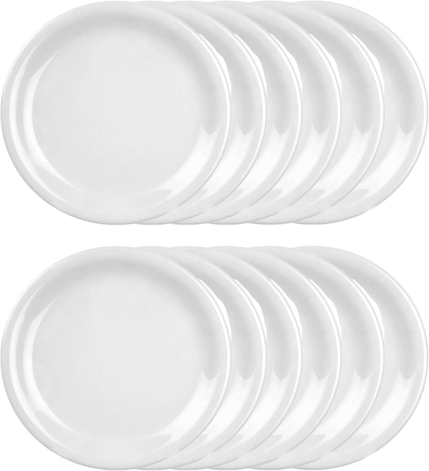 Round Dinner Plates Narrow Rim  Melamine Set of 12- Dishwasher Safe Break-Resistant Reusable Plates Kitchen Plates Dinnerware Dishes for Home Kitchen