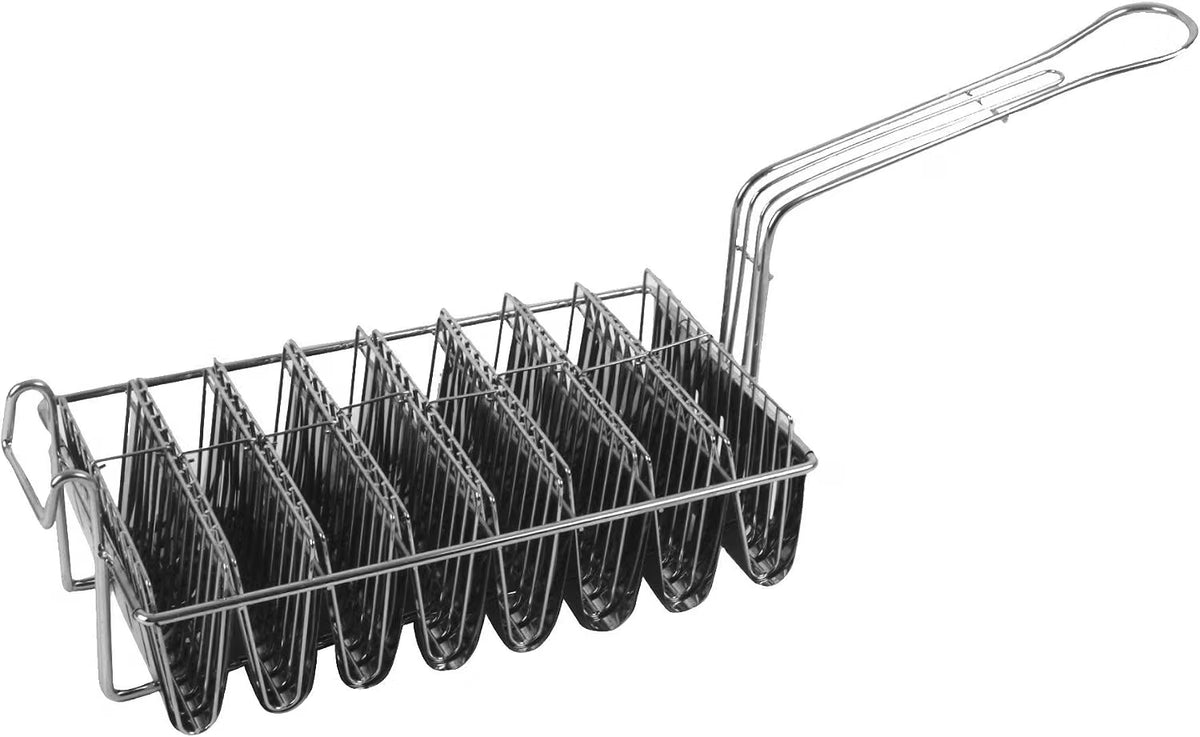 Commercial Grade 8-Slot Taco Basket Holds 8 Shells Deep Fryer - Taco Holder Basket Taco Fry Basket with Grip Handle Taco Shell Fry Basket Shells Deep Fryer Taco Holder Basket