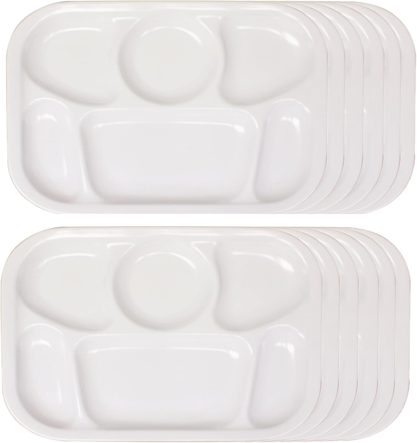 13" x 9-1/2" Compartment Tray Melamine Set of 12 - Dishwasher Safe Break-Resistant Serving Platter Dinner Plates Portion Plates for Dinner Home Restaurants