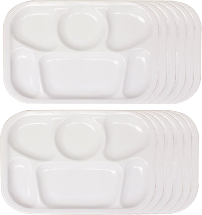 13" x 9-1/2" Compartment Tray Melamine Set of 12 - Dishwasher Safe Break-Resistant Serving Platter Dinner Plates Portion Plates for Dinner Home Restaurants