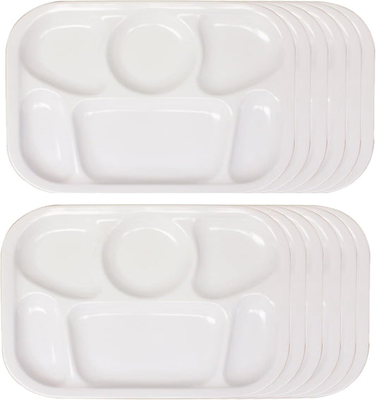 13" x 9-1/2" Compartment Tray Melamine Set of 12 - Dishwasher Safe Break-Resistant Serving Platter Dinner Plates Portion Plates for Dinner Home Restaurants