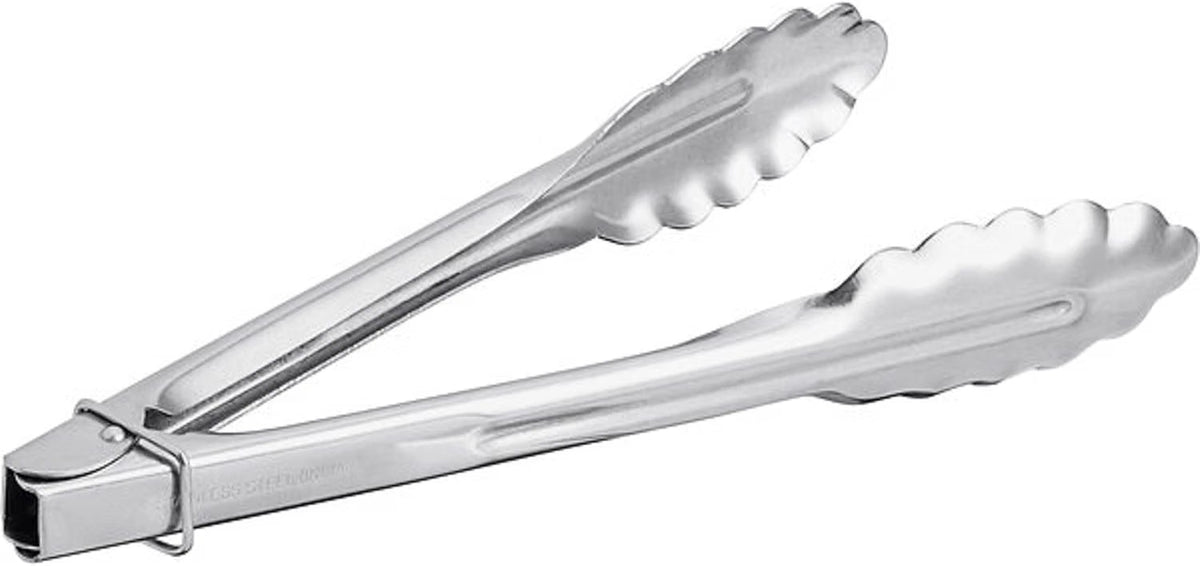 Stainless Steel Flat Spring Utility Tong with Locking Ring Set of 3- Food Tongs Cooking Tongs for Grilling Barbecue Buffets Home Restaurants Food Tong Buffet Tong Appetizer Tong