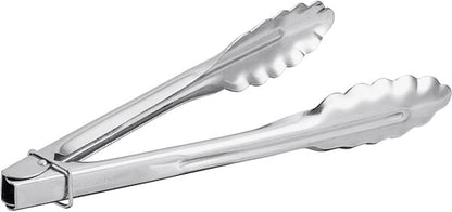 Stainless Steel Flat Spring Utility Tong with Locking Ring Set of 3- Food Tongs Cooking Tongs for Grilling Barbecue Buffets Home Restaurants Food Tong Buffet Tong Appetizer Tong