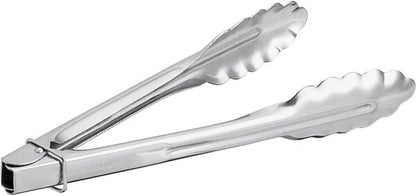 Stainless Steel Flat Spring Utility Tong with Locking Ring Set of 3- Food Tongs Cooking Tongs for Grilling Barbecue Buffets Home Restaurants Food Tong Buffet Tong Appetizer Tong