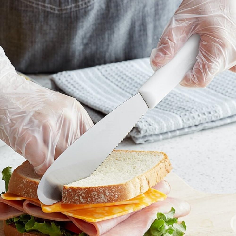 9-1/2" Sandwich Spreader Stainless Steel with White Plastic Handle Set of 2- Kitchen Tools Butter Spreader Sandwich Cream Cheese Condiment Knives for Appetizer Condiments