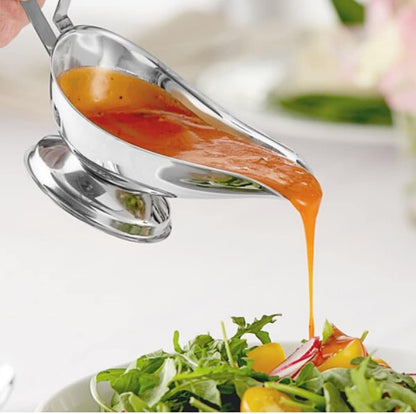 Stainless Steel Gravy Boat with Contoured Handle Set of 2 - Serving Dispenser for Gravy Cream Sauce Salad Dressing Sauce Jug Ideal Sauce Serving Dish for Dinner Holiday