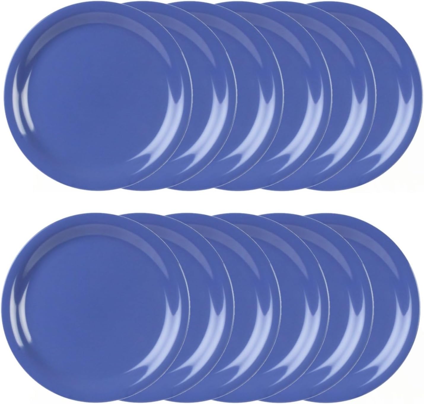 Round Dinner Plates Narrow Rim  Melamine Set of 12- Dishwasher Safe Break-Resistant Reusable Plates Kitchen Plates Dinnerware Dishes for Home Kitchen