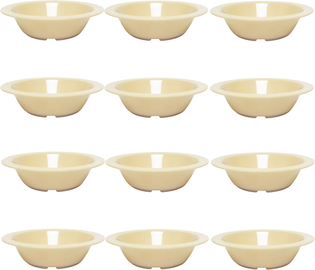 Grapefruit Bowl White Color Melamine Set of 12- Dishwasher Safe Break-Resistant Reusable Bowls Serving Bowl Soup Bowls Dessert Bowls for Fruits Salad Kitchen Restaurants