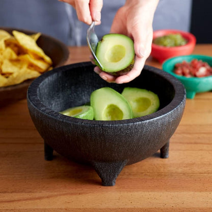 Molcajete Salsa Bowl Black Color - Perfect for Parties Events Regular Use Great for Molcajete Chips Guacamole Serving Dish Sauce Cup Side dish Snack Dip Nuts or Candy