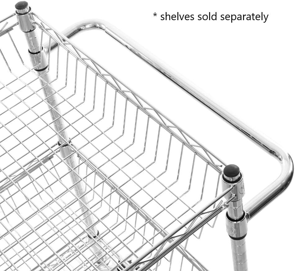 Cart Extended Handle Chrome Plated Iron – for Rolling Cart Steel Service Wheels Metal Storage Trolley Mobile Utility Kitchen Carts