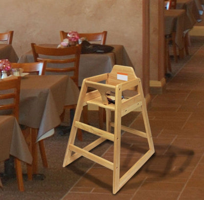 Wood Children High Chair with Safety Belt Wood Finished- Knock-Down Package Commercial Grade Children High Stool Dining Chair for Restaurant & Home Use