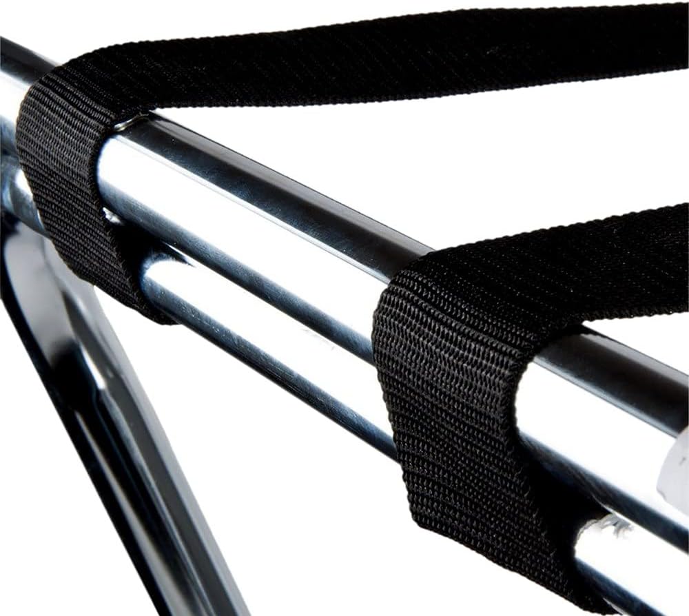 Folding Serving Tray Stand Chrome Plated Iron with Black Nylon Straps - Use at Home Hotels and Restaurants