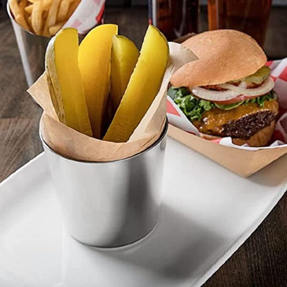 13 oz. Stainless Steel French Fry Cup Set of 2- French Fry Holder Stainless Steel Fry Cup Appetizer Cups For Serving Chips Onion Rings Tater Tots or Vegetables