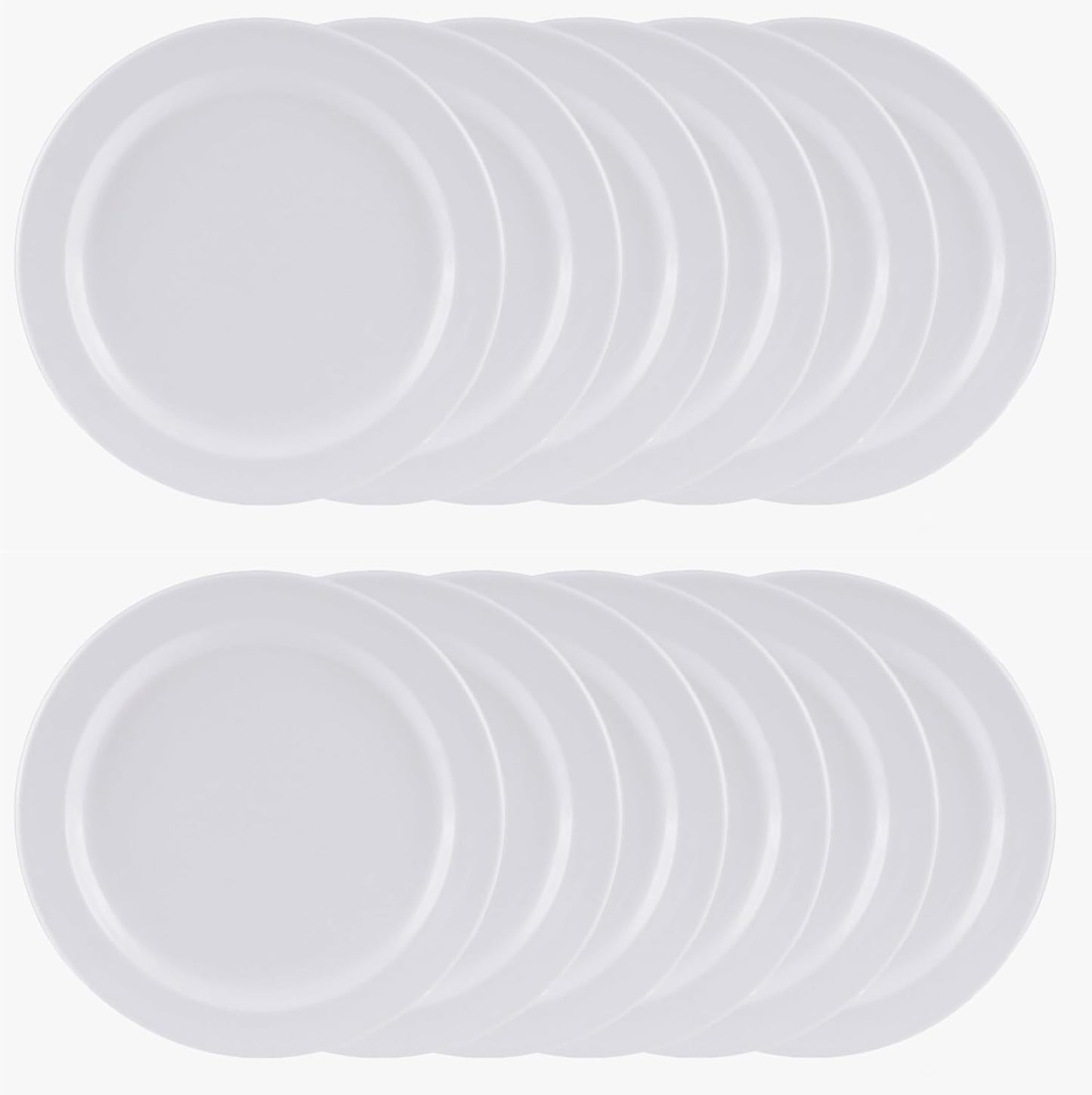 7-1/4" Dessert Plate Pure Melamine Set of 12- Reusable Plates Kitchen Plates Dinnerware Serving Platter Dishes Dishwasher Safe Break-Resistant for Home Kitchen