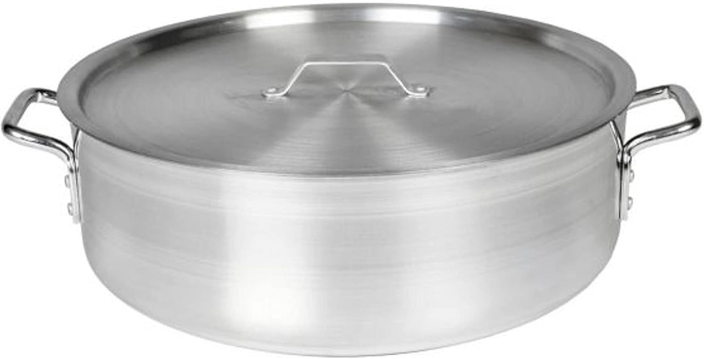 Aluminum Brazier Pot with Cover 6mm Thickness- Heavy Weight Cookware Braiser Pan Braising Pan Perfect Roasting Baking Sauteing Searing and Pan Frying Mirror-Finished
